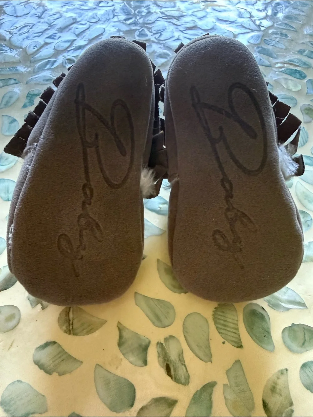Cozy Faux-Shearling Baby Moccasins - Gray